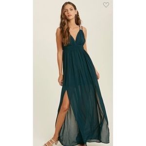 Green goddess maxi dress sz S